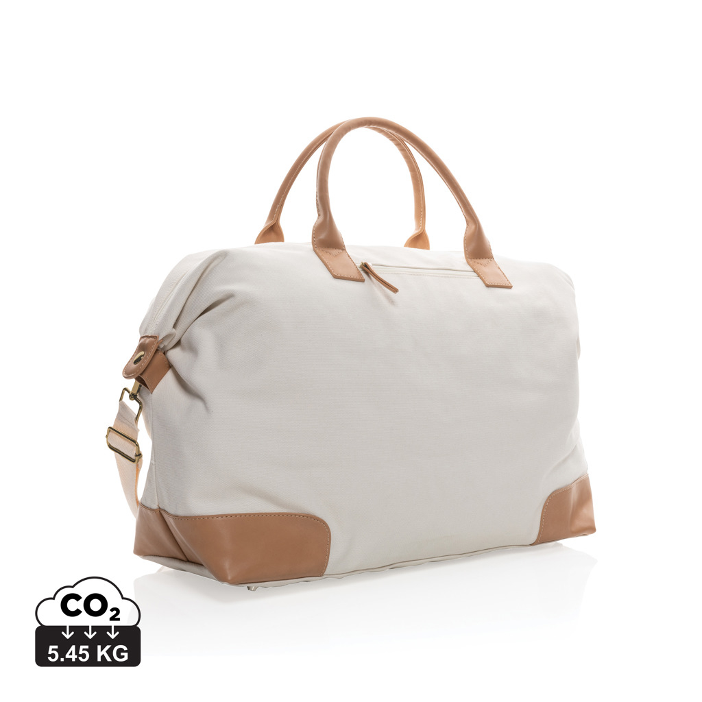 Sac weekend personnalisé Impact en toile recyclée Blanc cassé